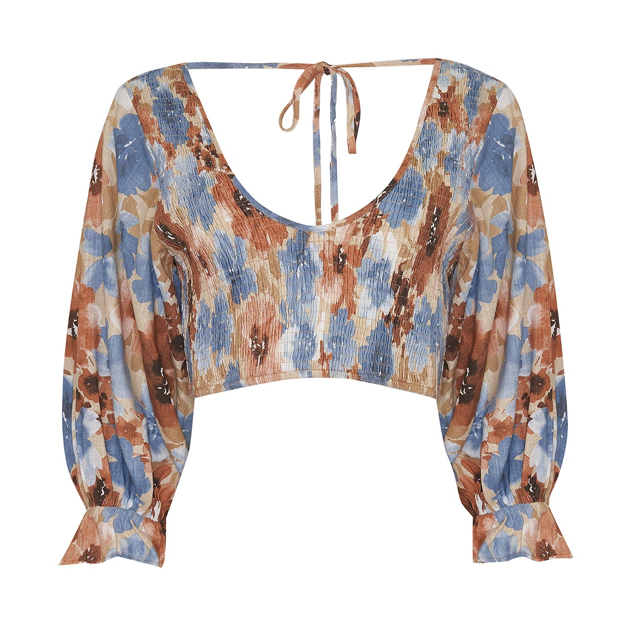 BELLEFLEUR CROP - POPPY FLORAL PRINT