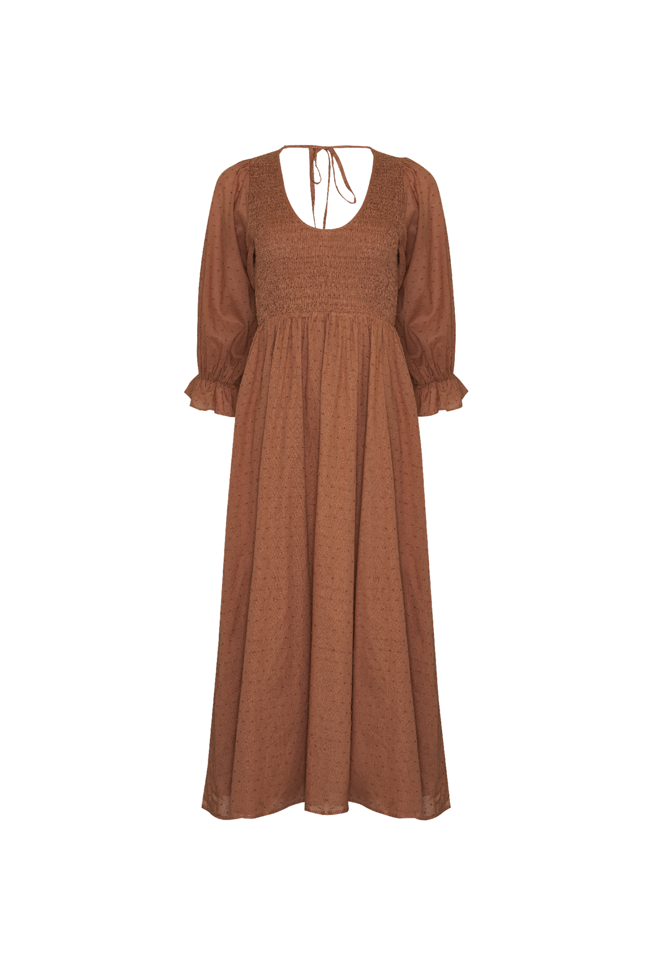 INDRA MIDI DRESS - BROWN SPOT