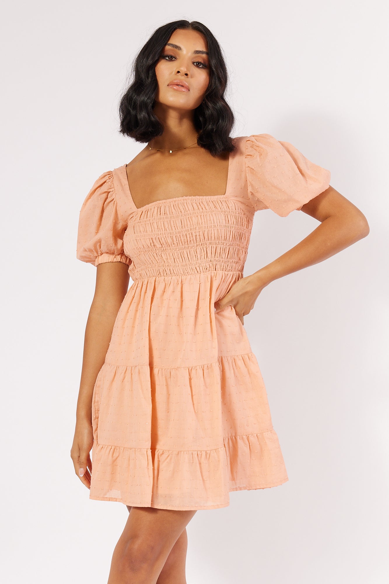 ANNALISE MINI DRESS - PEACH SPOT