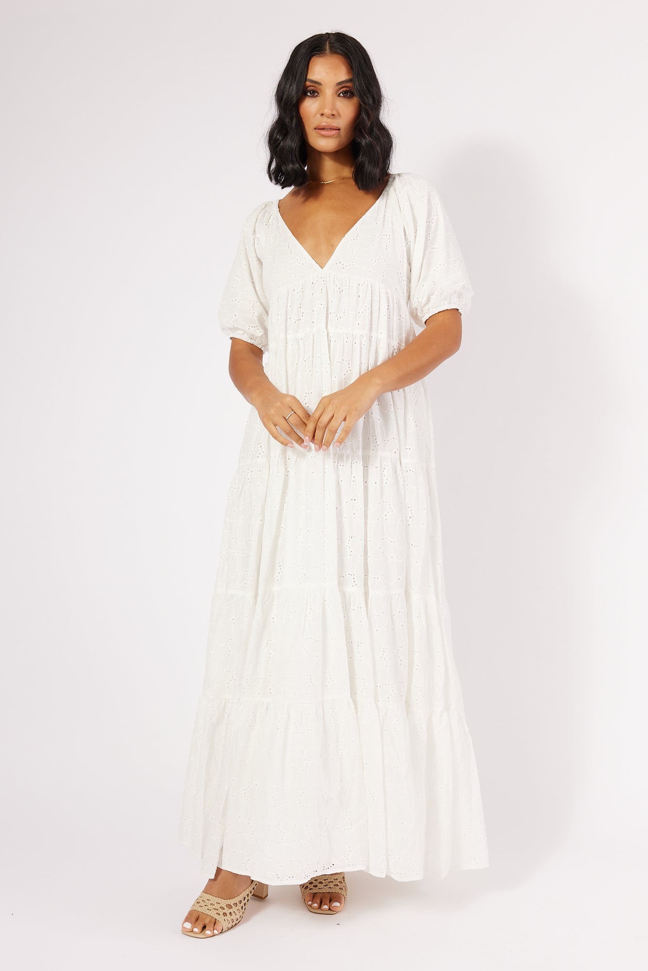 HARPER MAXI DRESS- WHITE EYELET