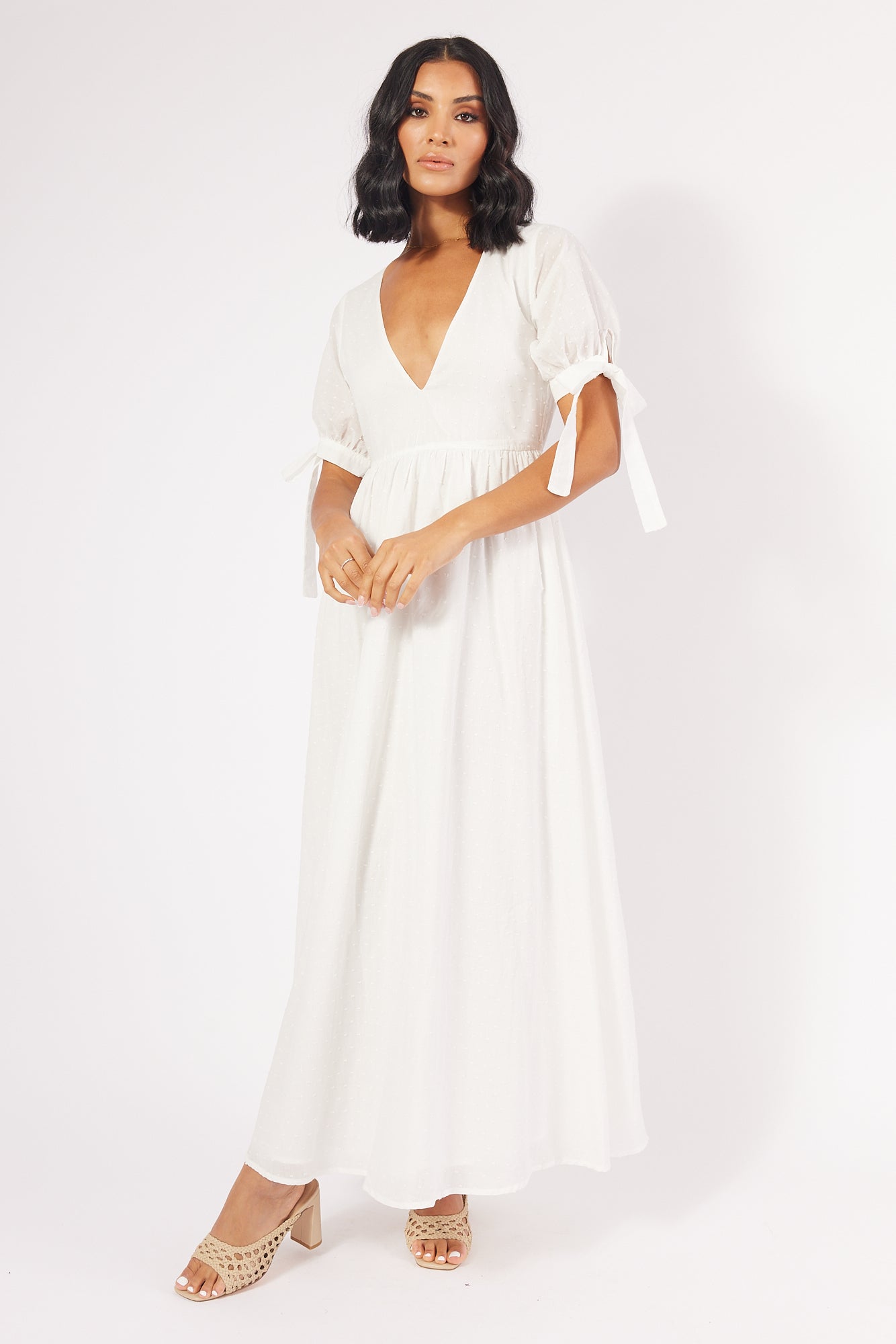 EVELYN MAXI DRESS - WHITE SPOT