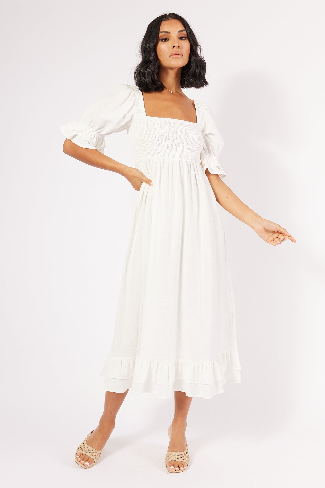 GIA MIDI DRESS - WHITE