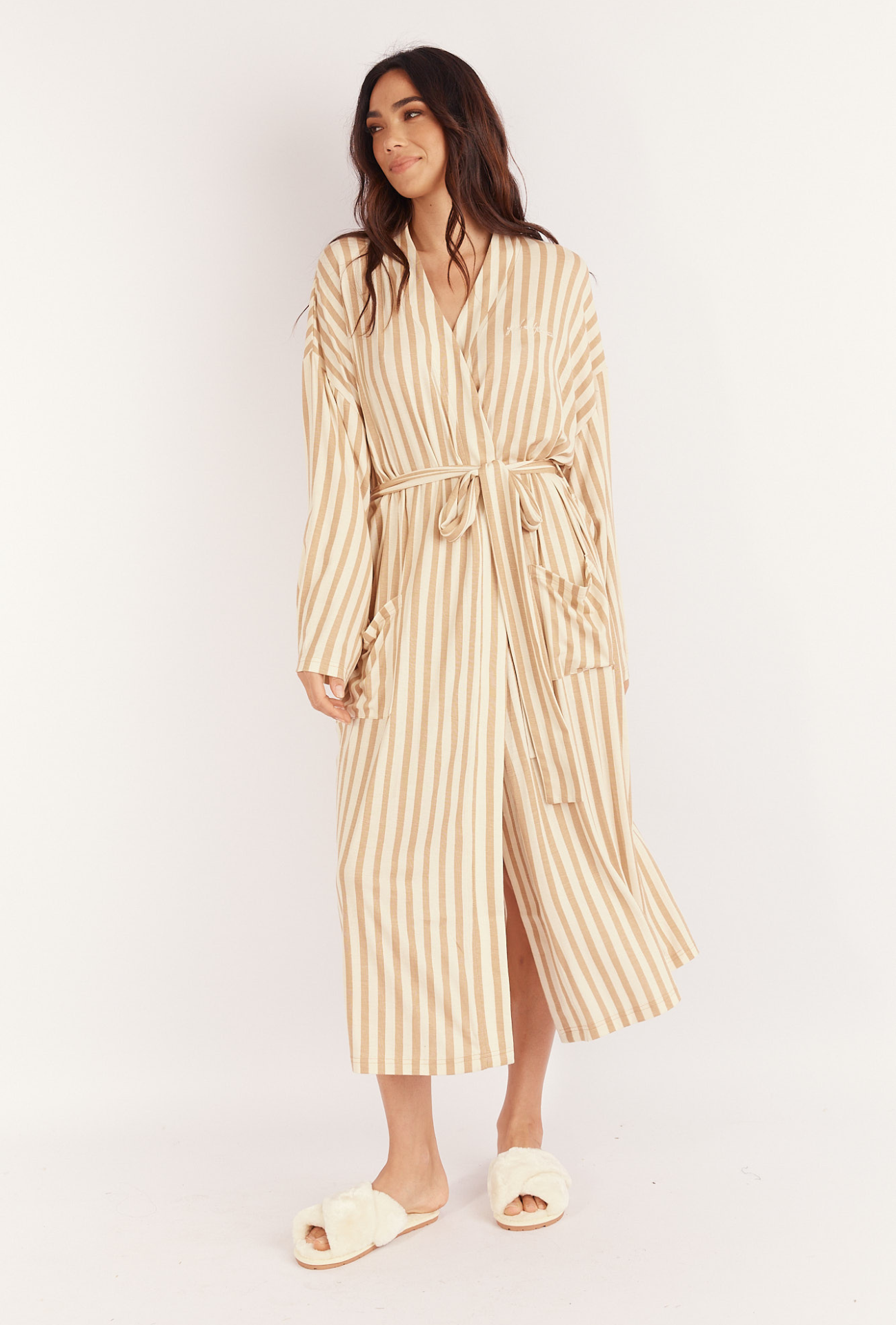CARMEN LONG ROBE - STRIPE PRINT