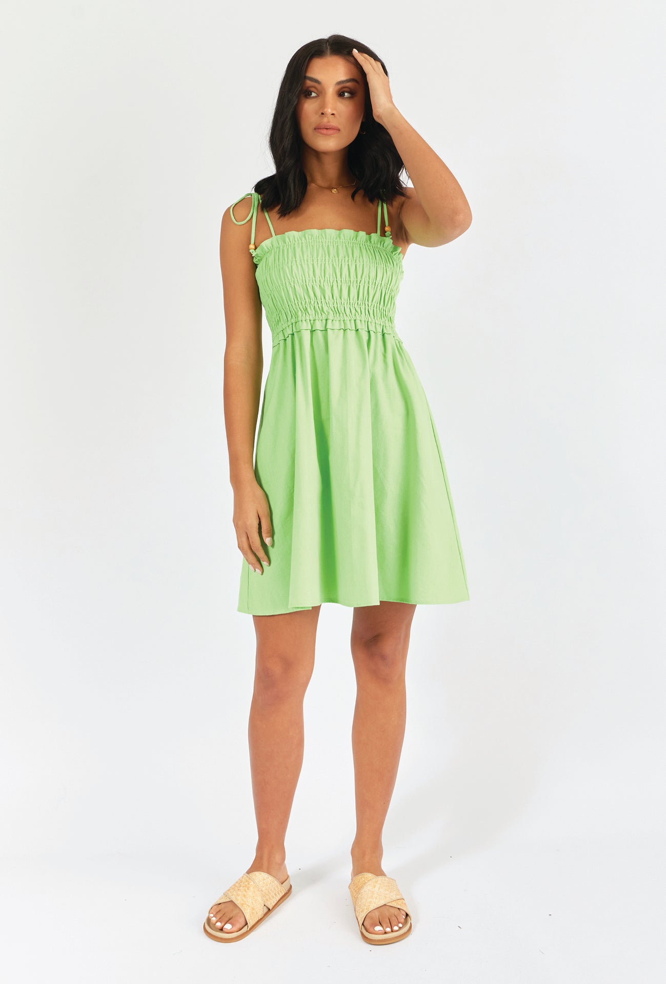 POPPY MINI DRESS - APPLE GREEN