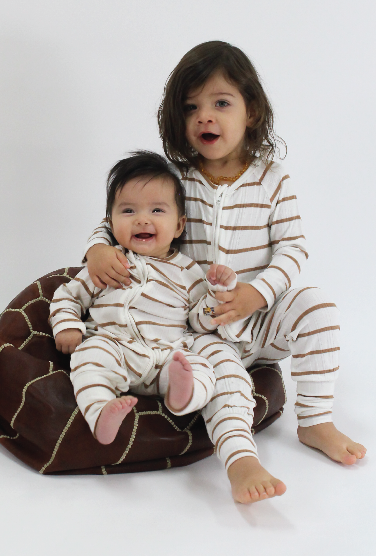 Farrah Onesie // Cream Mocha Stripe